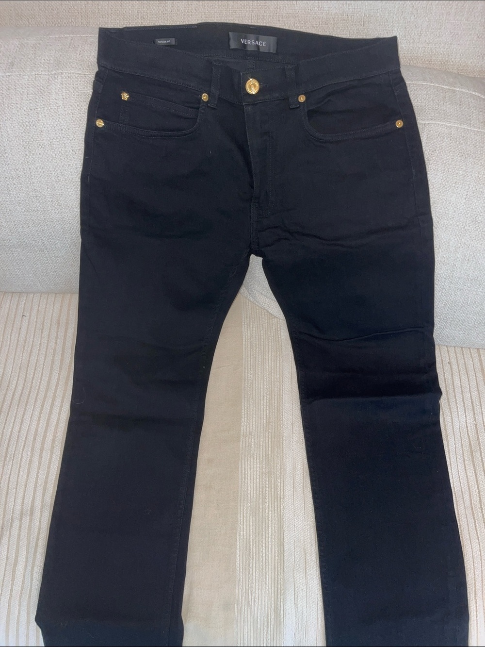Versace Men’s Black Jeans with Gold Accents Tailor Fit Size 32